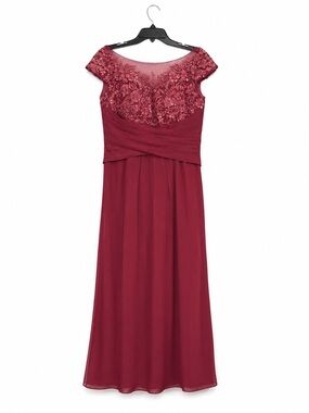 Burgundy Lace Sequin Chiffon Dress Mother of the Bride Size 12 NWT